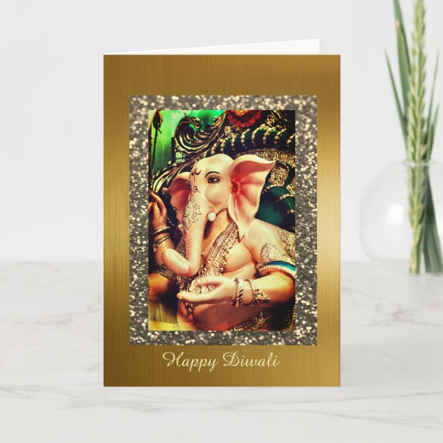 Lord Ganesha, 5-tums x 7-tums mappat gratulationsk Kort (Framsida)