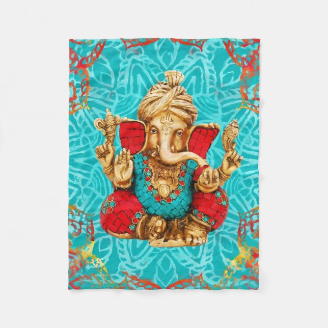 Lord Ganesha - Blandade medier Fleecefilt (Framsidan)