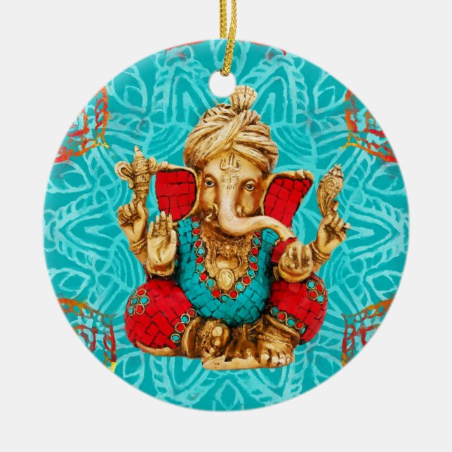 Lord Ganesha - Blandade medier Julgransprydnad Keramik (Framsidan)