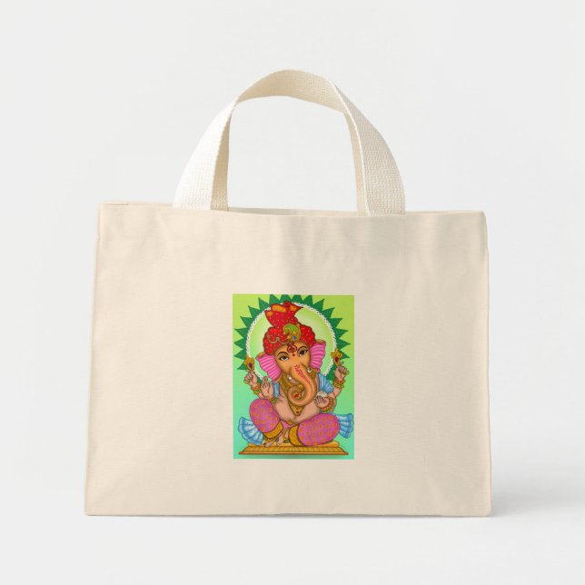 Lord Ganesha Canvas-handväska  Mini Tygkasse (Framsidan)