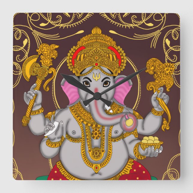 Lord Ganesha Clock Fyrkantig Klocka (Framsida)