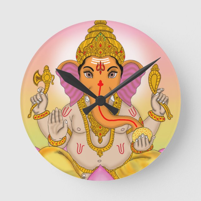 Lord Ganesha Clock Rund Klocka (Framsida)