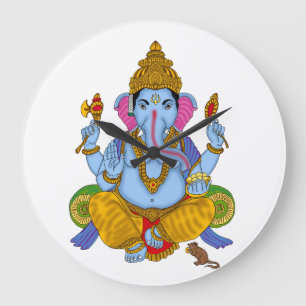 Lord Ganesha Clock Stor Klocka