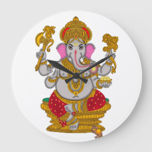 Lord Ganesha Clock Stor Klocka