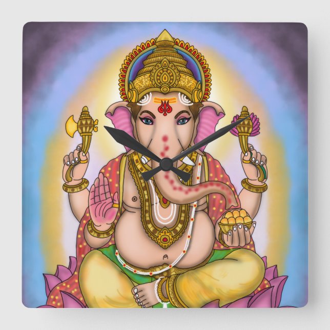 Lord Ganesha Dekorativ Väggklocka (Framsida)