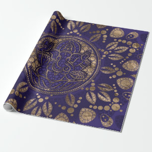 Lord Ganesha Dot Art Lila och Guld Presentpapper