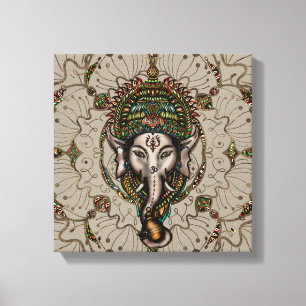 Lord Ganesha - färg på kanfas Canvastryck