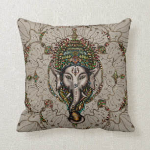 Lord Ganesha - färg på kanfas Kudde