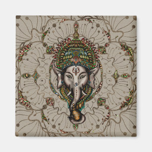 Lord Ganesha - färg på kanfas Magnet