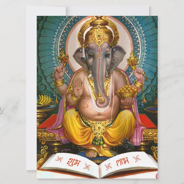 Lord Ganesha Indian Hindu Yoga Andlig Kort (Framsida)