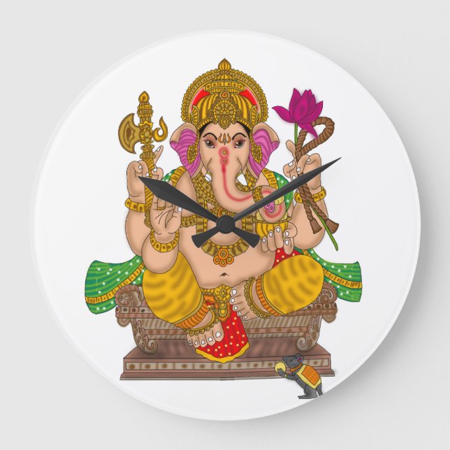 Lord Ganesha-klocka Stor Klocka (Framsida)