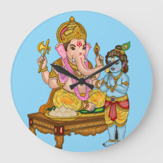 Lord Ganesha och Krishna väggur