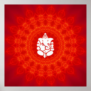 Lord Ganesha på Mandala Poster
