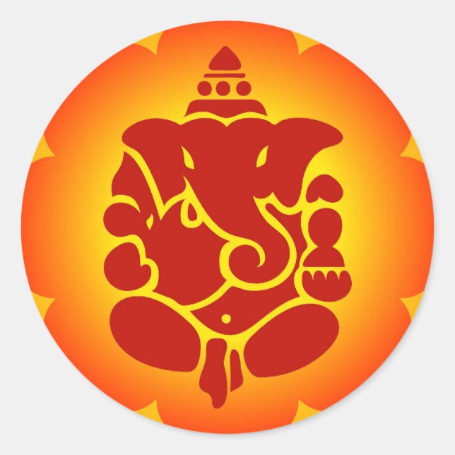 Lord Ganesha Runt Klistermärke (Framsida)