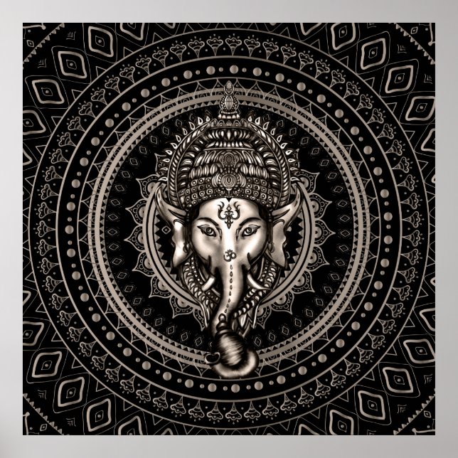 Lord Ganesha - Sepia Black Poster (Framsidan)