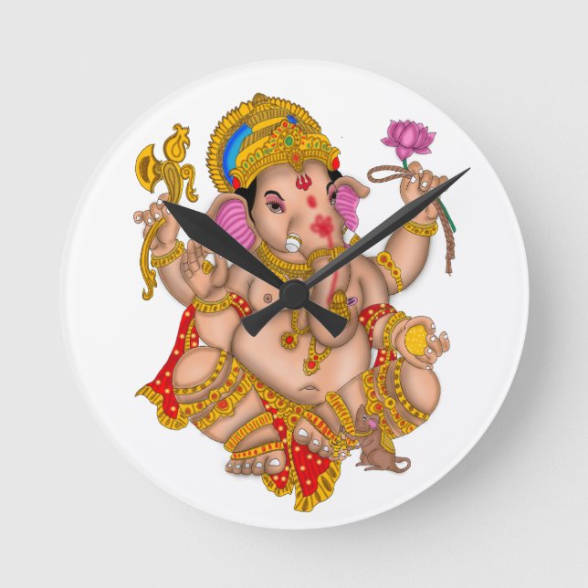 Lord Ganesha Wall Clock Rund Klocka (Framsida)