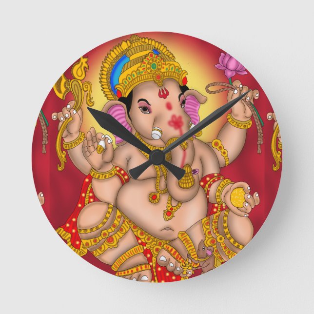 Lord Ganesha Wall Clock Rund Klocka (Framsida)