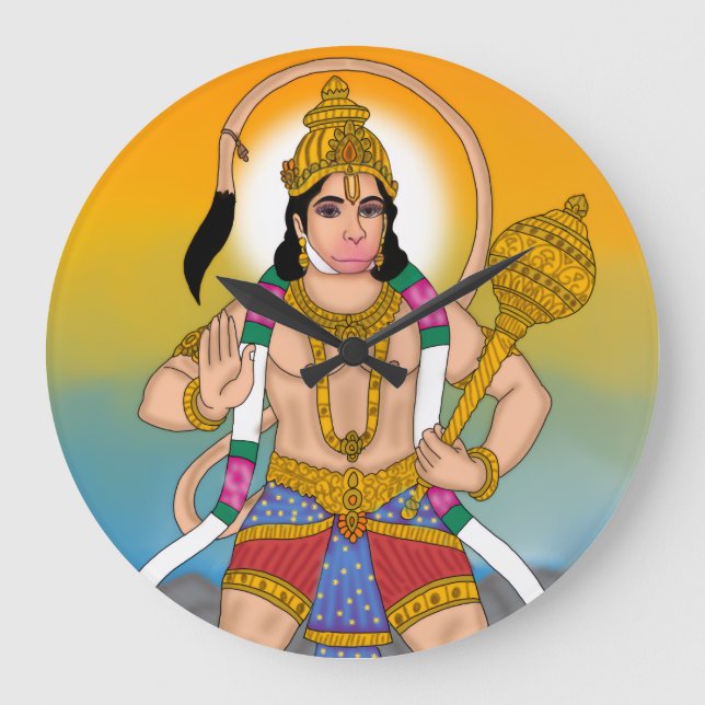 Lord Hanuman Clock Stor Klocka (Framsida)
