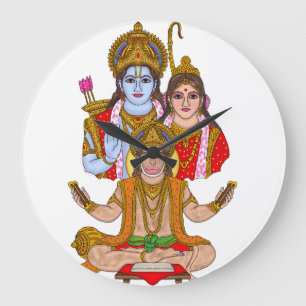 Lord Hanuman Clock Stor Klocka