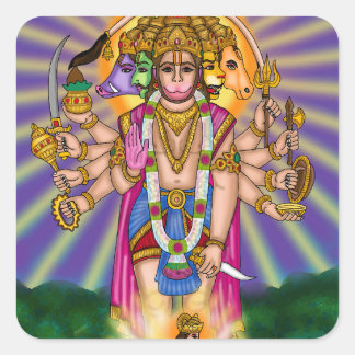 Lord Hanuman-dekal Fyrkantigt Klistermärke