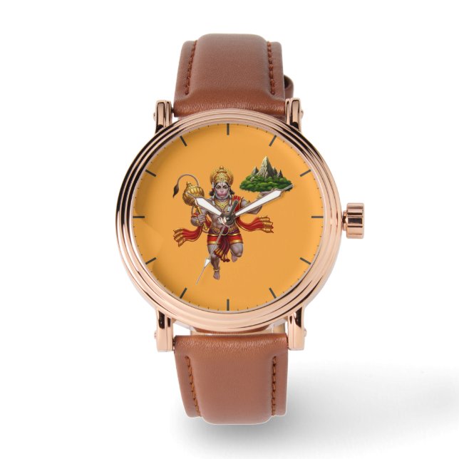 Lord Hanuman Flies Liiting Mountain Armbandsur (Framsida)