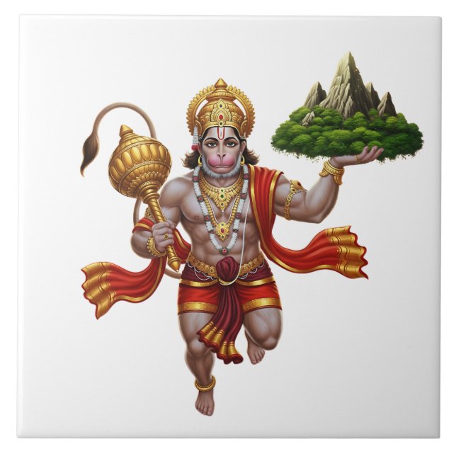 Lord Hanuman Flies Liiting Mountain Kakelplatta (Framsidan)