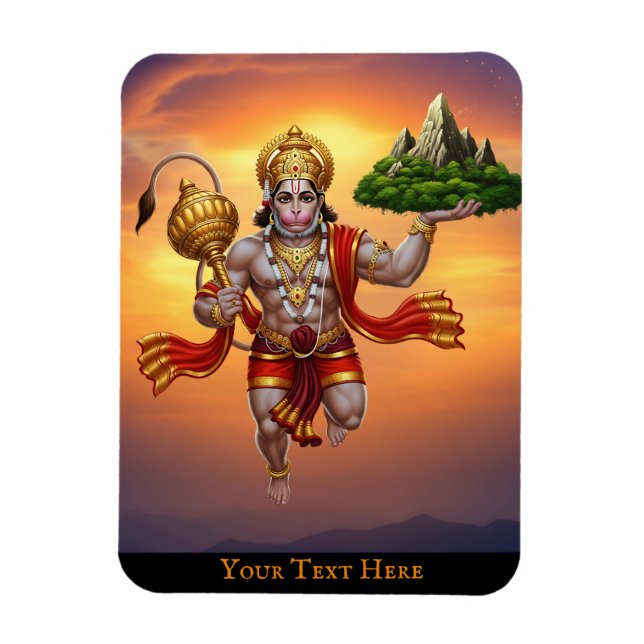 Lord Hanuman Flies Liiting Mountain Magnet (Vertikal)