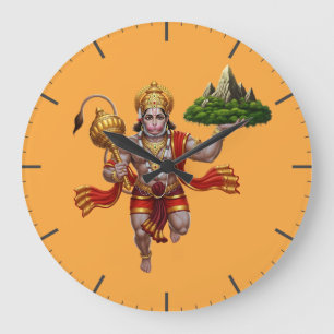 Lord Hanuman Flies Liiting Mountain Stor Klocka