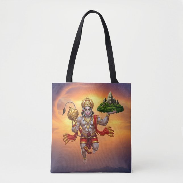 Lord Hanuman Flies Liiting Mountain Tygkasse (Framsida)