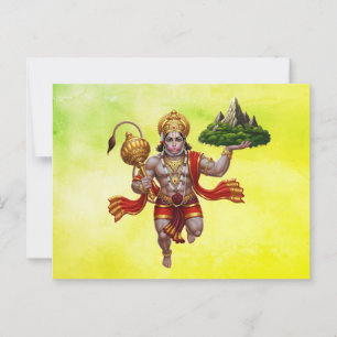 Lord Hanuman Flies Liiting Mountain Vykort