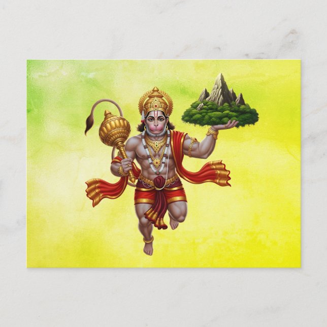 Lord Hanuman Flies Liiting Mountain Vykort (Framsida)