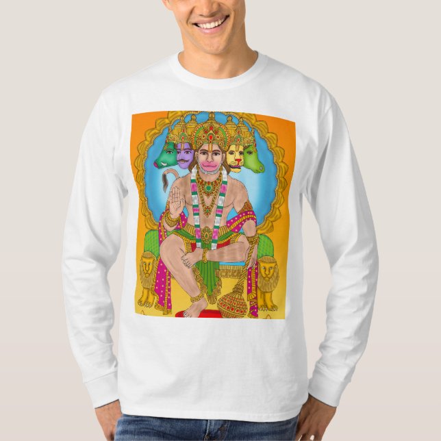 Lord Hanuman Fullt Sleeve Shirt | Powerful Hindu D T (Framsida)