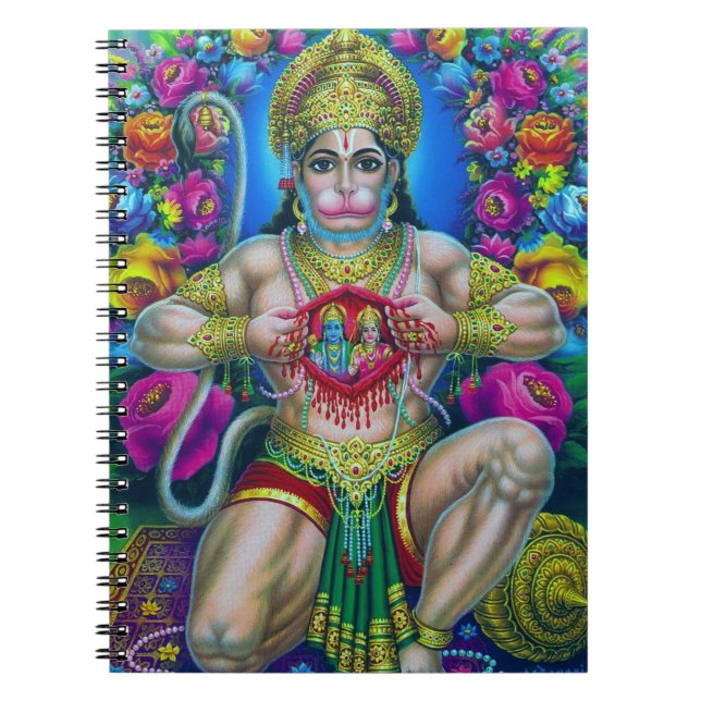 Lord Hanuman, hinduisk gud Anteckningsbok Med Spiral (Framsidan)