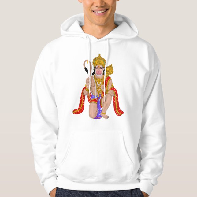 Lord Hanuman Hoodie – Andlig klänning & Ledig  (Framsida)