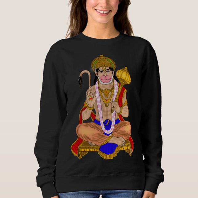 Lord Hanuman-hoodie – Vinterkläder & Andlig Moda T Shirt (Framsida)
