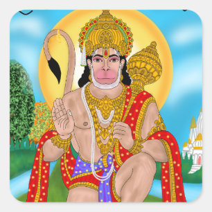 Lord Hanuman-klistermärke – Andligt & Motiverande Fyrkantigt Klistermärke