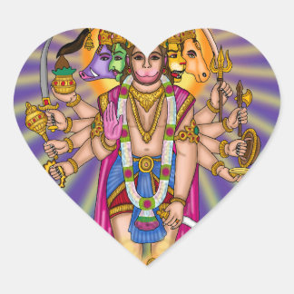 Lord Hanuman-klistermärke Hjärtformat Klistermärke