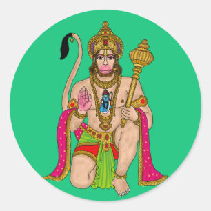 Lord Hanuman-klistermärke Runt Klistermärke