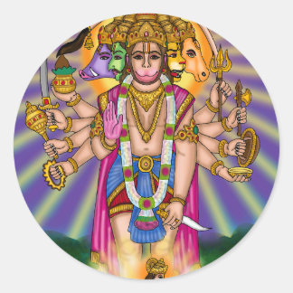 Lord Hanuman-klistermärke Runt Klistermärke