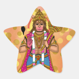Lord Hanuman-klistermärken Stjärnformat Klistermärke