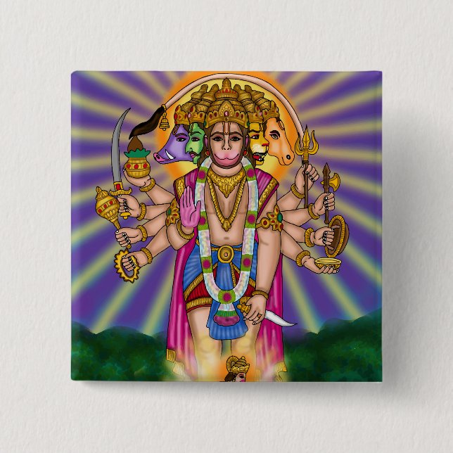 Lord Hanuman-knapp Knapp (Framsida)