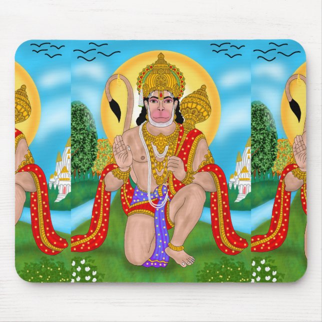 Lord Hanuman Mouse Pad – Spiritual Desk Accessory Musmatta (Framsidan)