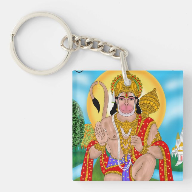 Lord Hanuman Nyckelring – Andlig Nyckelring för Al (Framsidan)