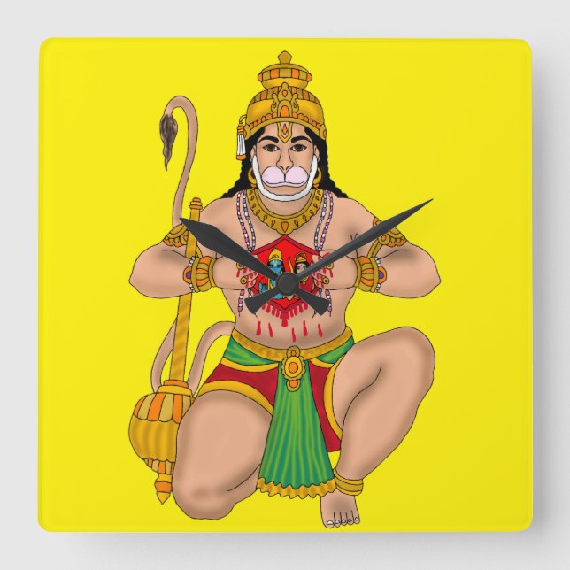 Lord Hanuman väggklocka (Framsida)