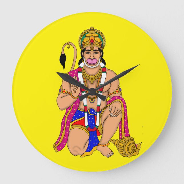 Lord Hanuman Wall Clock Stor Klocka (Framsida)