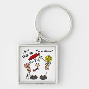 Lord Hjälp mig att jag är sjuksköterska Fyrkantig Silverfärgad Nyckelring