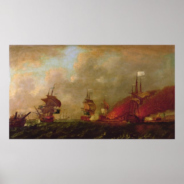 Lord Howe och Comte d'Estaing av Rhode Poster (Framsidan)