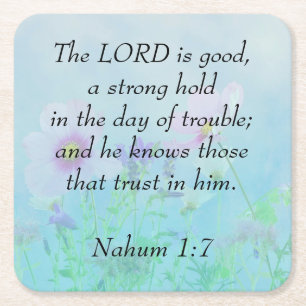 Lord Is Bra - Nahum 1:7 Underlägg Papper Kvadrat