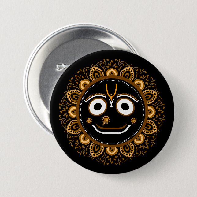 Lord Jagannath Andakt - Hare Krishna Knapp (Framsida & baksida)