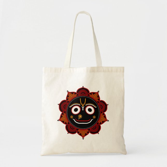 Lord Jagannath Devotional Tote Bag Hare Krishna Tygkasse (Framsidan)